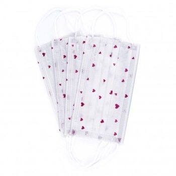 Set 50 bucati Masca chirurgicala medicala, Dr Mayer, 3 straturi, hearts Set 50 bucati Masca chirurgicala medicala, Dr Mayer, 3 straturi, hearts