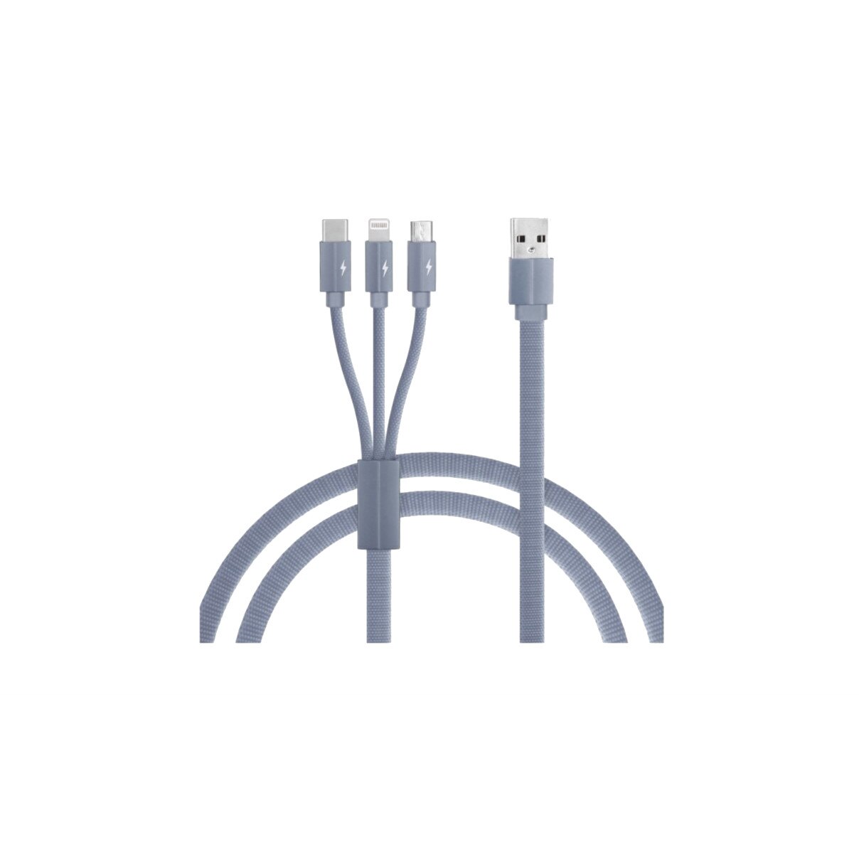 Cablu de incarcare 3 in 1 USB - Lightning, USB-C, Micro USB, lungime 1.2M, Gri