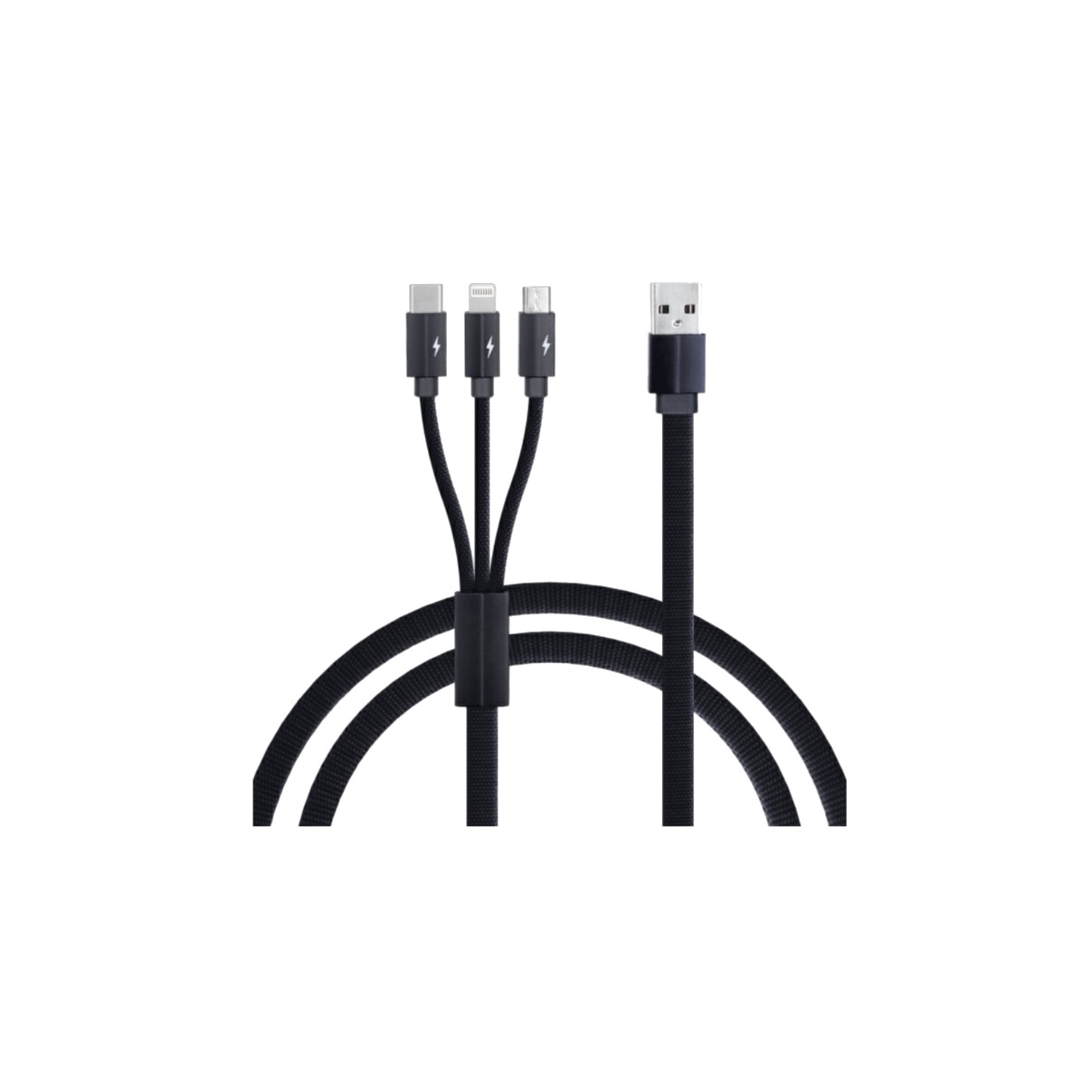 3 в 1 USB кабел за зареждане - Lightning, USB-C, Micro USB, дължина 1 ...