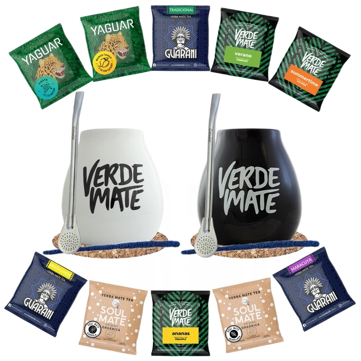 Starter kit Yerba Mate Greens For 2, Verde Mate, Aroma Fructe, 500 g