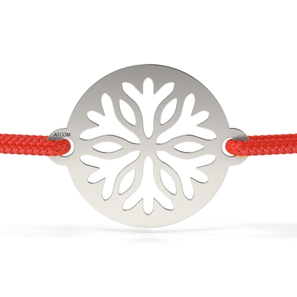 Bratara din argint cu snur rosu model Fulg divin