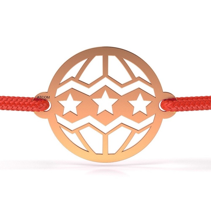 Гривна от розово злато с червена връв модел Globulet