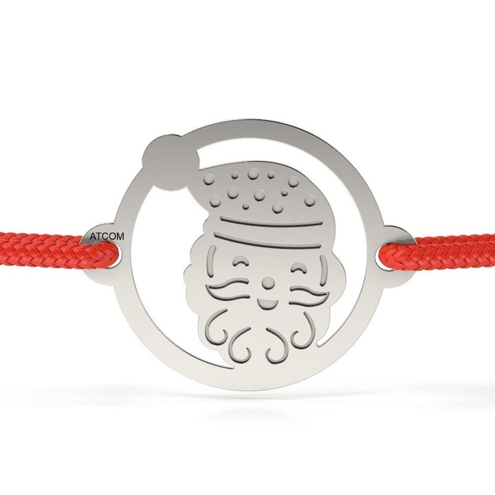 Ezüst karkötő mosolygós Mikulás mintával