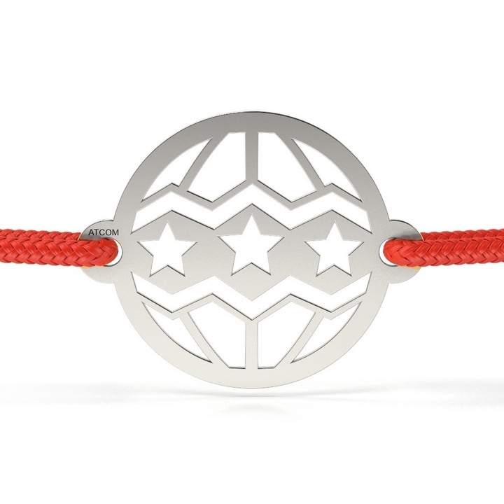 Гривна от бяло злато с червена връв модел Globulet