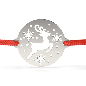 Bratara din argint cu snur rosu model Renul zburator Bratara din argint cu snur rosu model Renul zburator