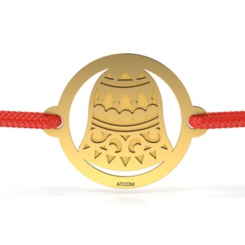 Bratara din aur galben cu snur rosu model Clopotelul Zdanganici