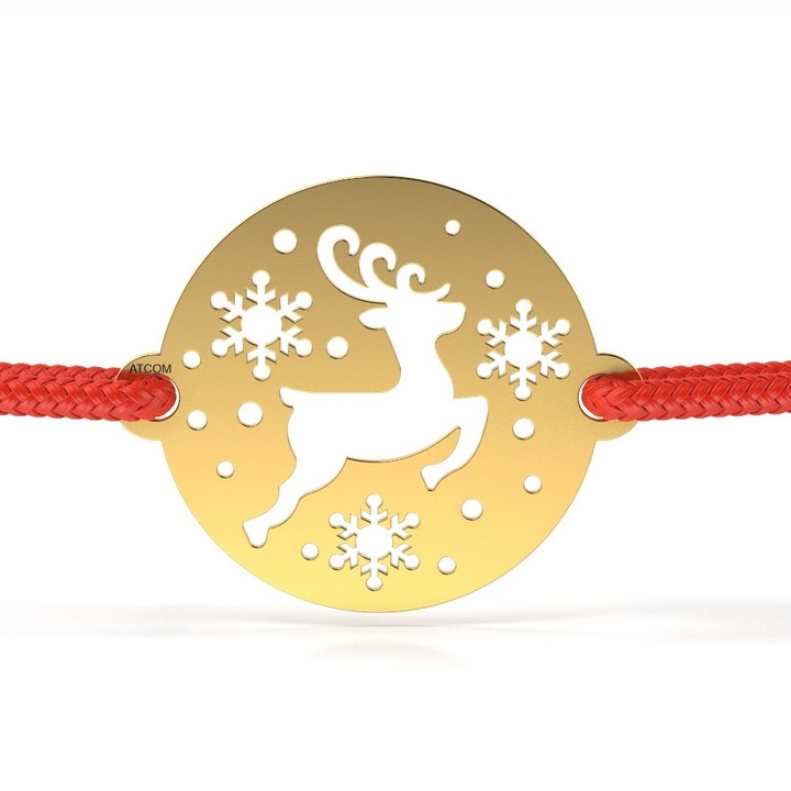 Bratara din aur galben cu snur model Renul zburator