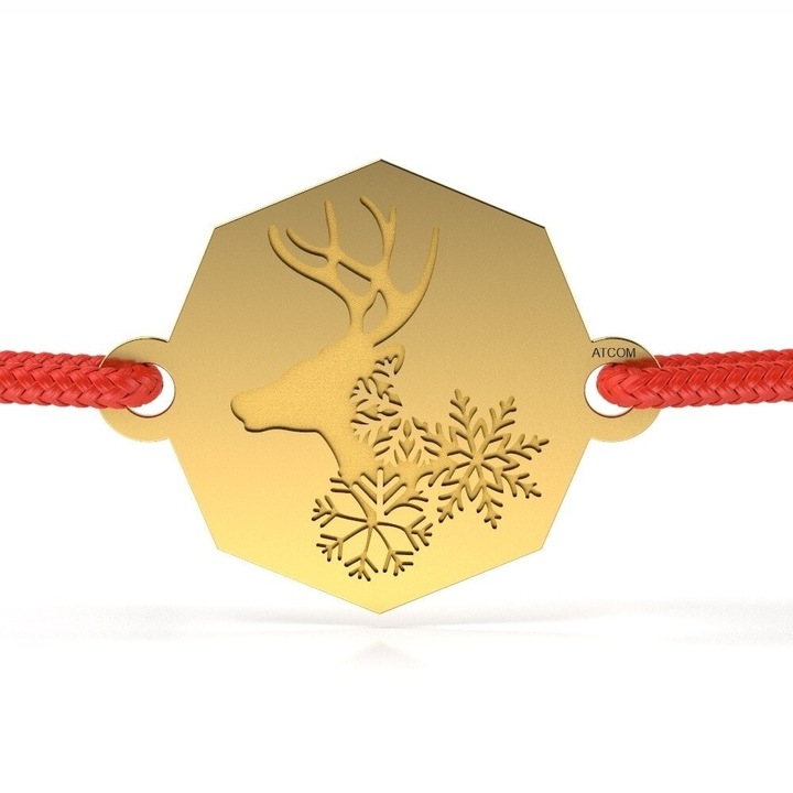 Гривна от жълто злато с шарка на елен