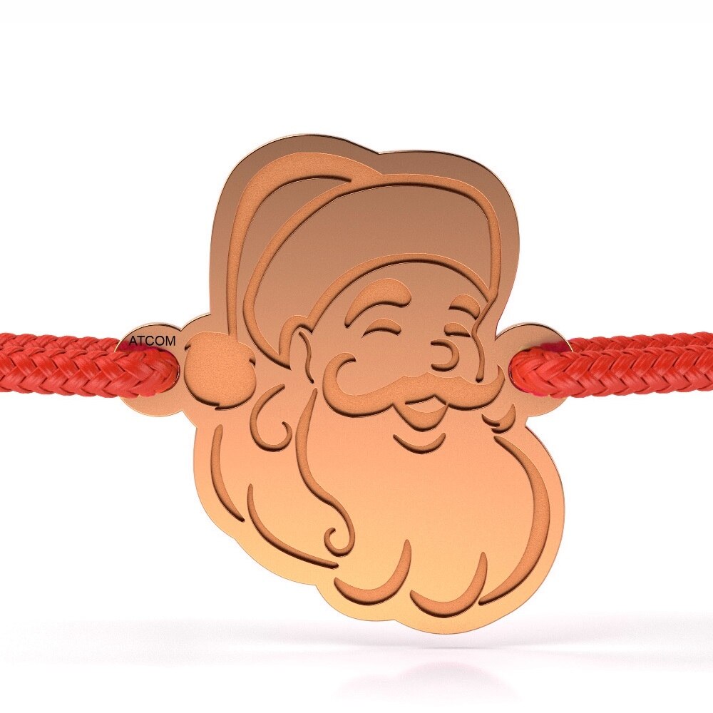 Bratara din aur roz cu snur rosu model Santa Claus