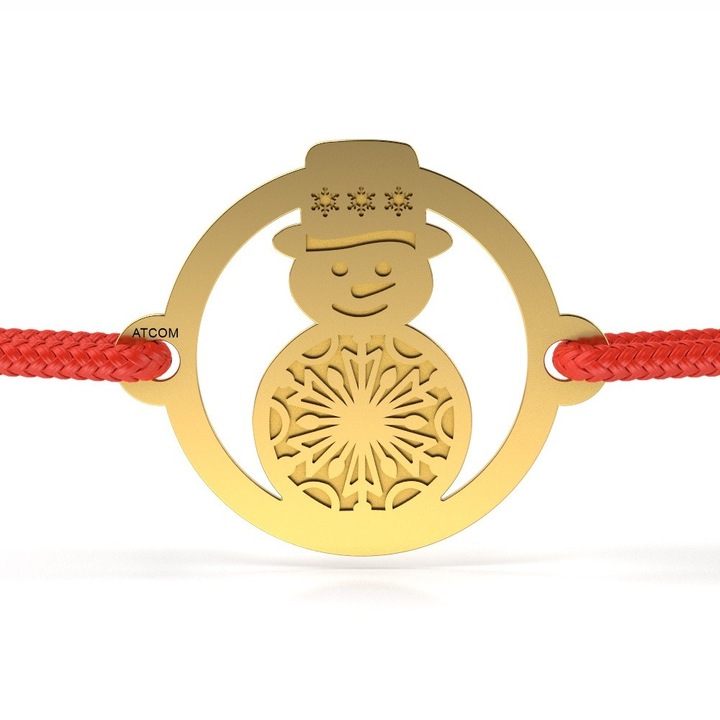 Bratara din aur galben cu snur model Om de zapada Palarioara