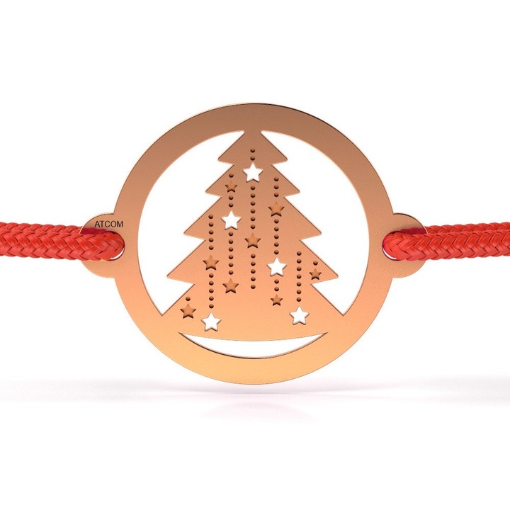 Bratara din aur roz cu snur model Bradutul sclipitor