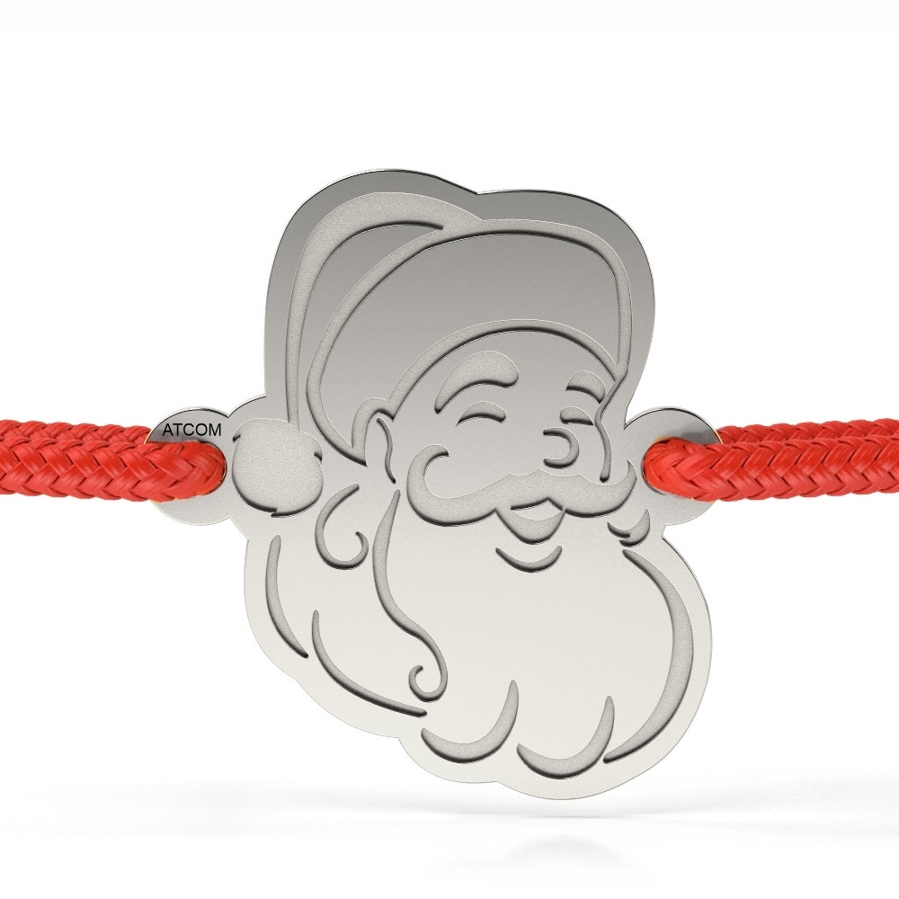 Bratara din aur alb cu snur rosu model Santa Claus