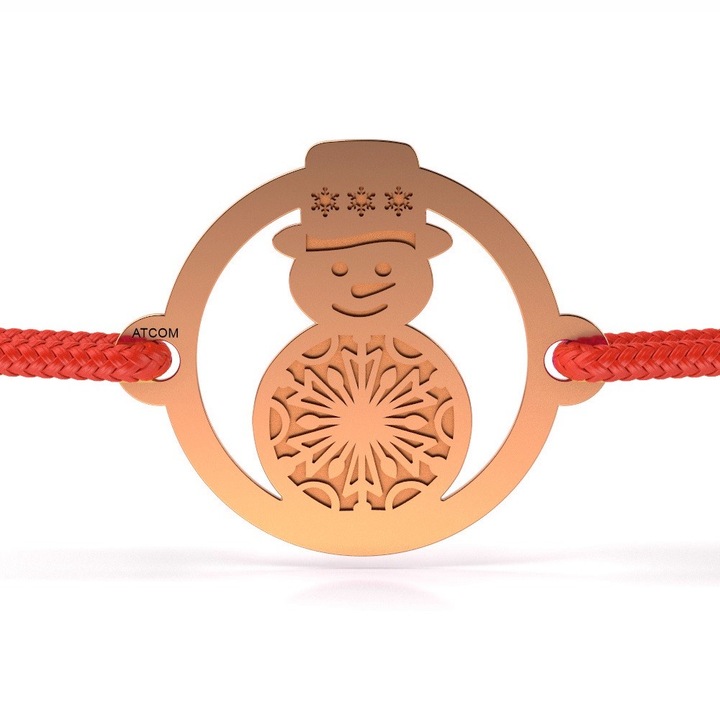 Bratara din aur roz cu snur model Om de zapada Palarioara