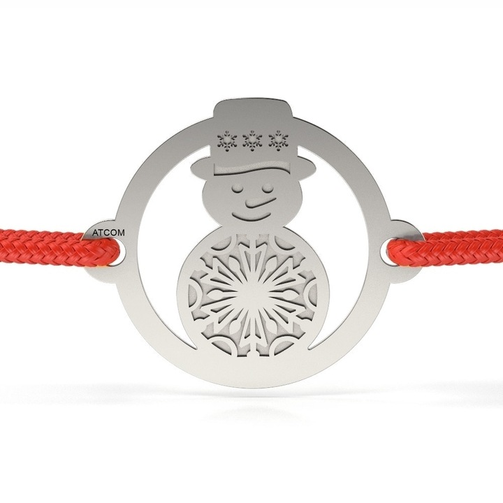 Гривна, Снежен човек, От бяло злато, С червена връв