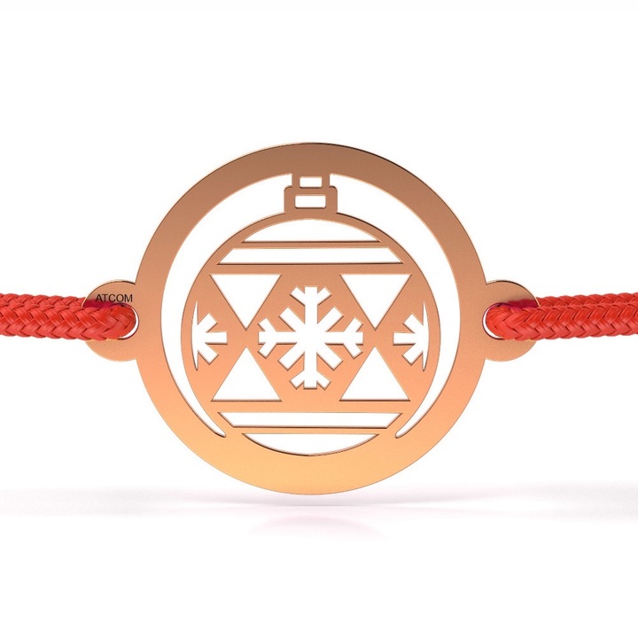 Гривна от розово злато с червена връв, модел The Magic Globule