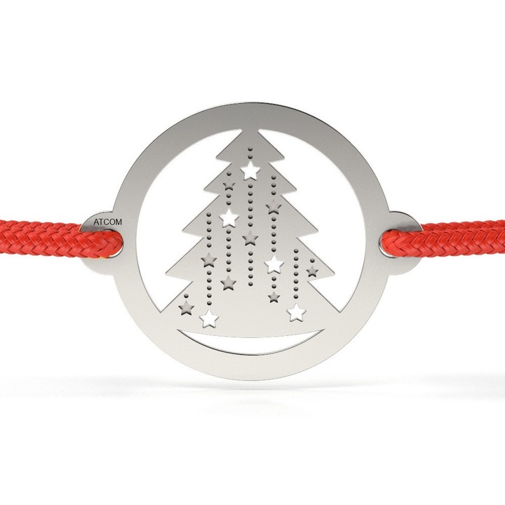 Ezüst karkötő csillogó fenyő mintával