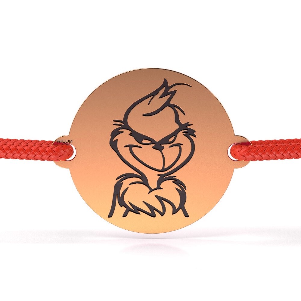 Bratara din aur roz cu snur rosu model Grinch salvatorul Craciunului
