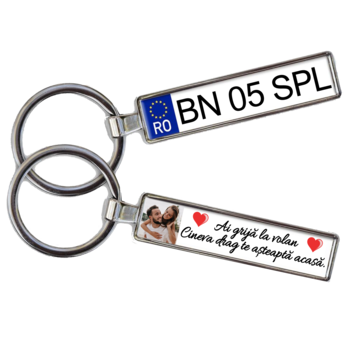 Breloc auto metalic, personalizat cu poza si mesaj Breloc auto metalic, personalizat cu poza si mesaj