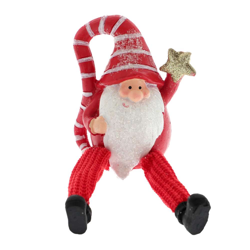 Figurina Spiridus Rosu Picioare Tricotate 9 cm