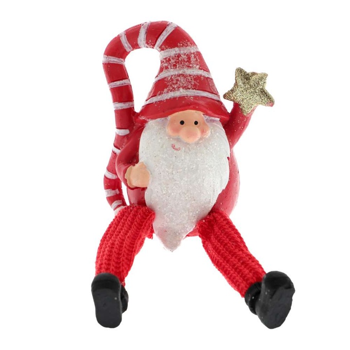 Figurina Spiridus Rosu Picioare Tricotate 9 cm