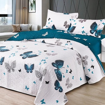 Set 4 piese cuvertura, cu cearsaf de pat si 2 fete de perna, pentru pat dublu, bumbac, cu model simpatic c361 Set 4 piese cuvertura, cu cearsaf de pat si 2 fete de perna, pentru pat dublu, bumbac, cu model simpatic c361