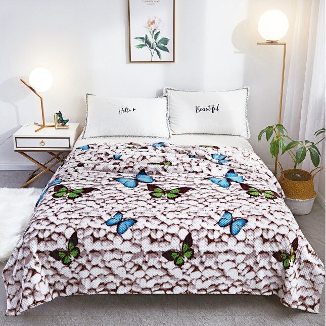 Patura gofrata cocolino, 200X220cm, pentru pat dublu, cu model colorat, OMNP3