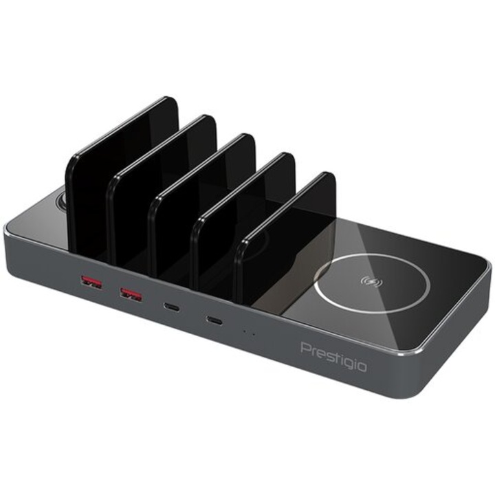 Prestigio ReVolt A6 PCS106A_SG Vezeték nélküli töltőállomás, Fekete