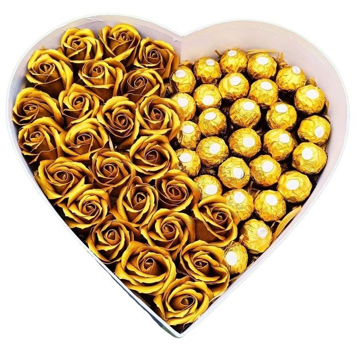 Cutie Cadou Chocobox, cu Trandafiri si Ciocolata
