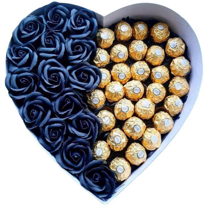 Cutie Cadou Chocobox pentru femei, cu Trandafiri si Ciocolata