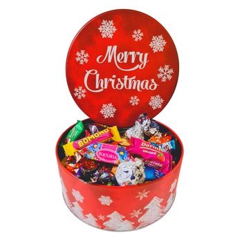 Cutie de metal, Merry Christmas, cu bomboane Bucuria, 950 gr Cutie de metal, Merry Christmas, cu bomboane Bucuria, 950 gr