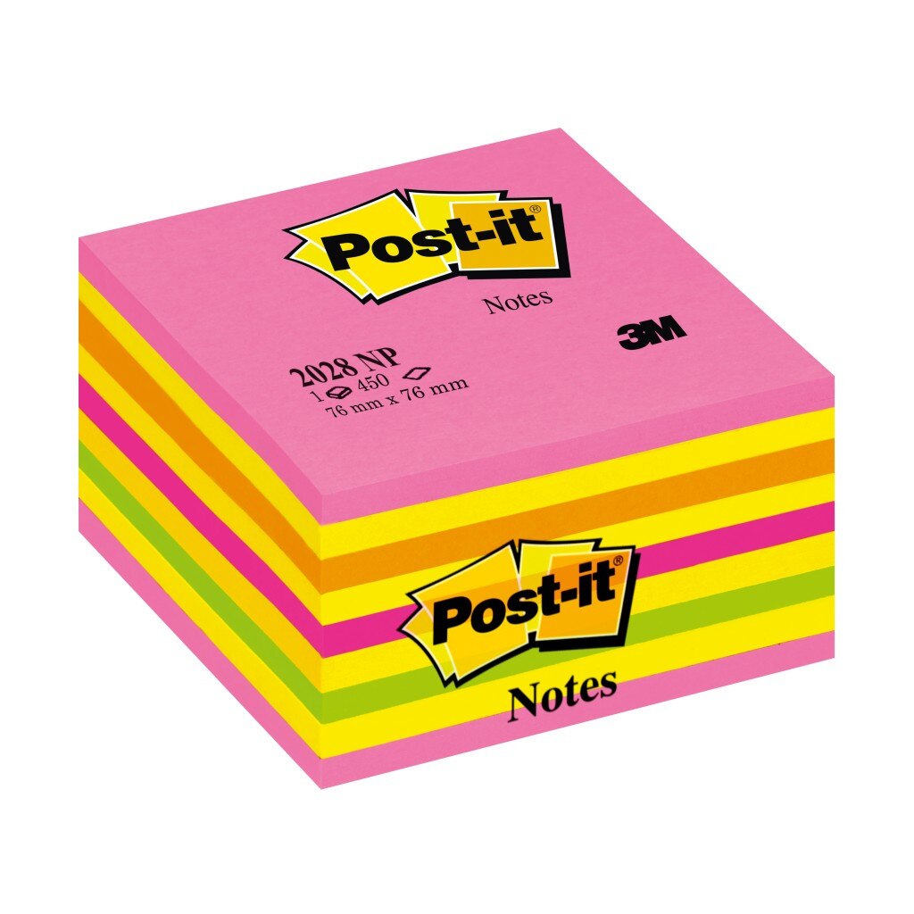Cub Notes adeziv Post-it Neon 76, Roz/Galben