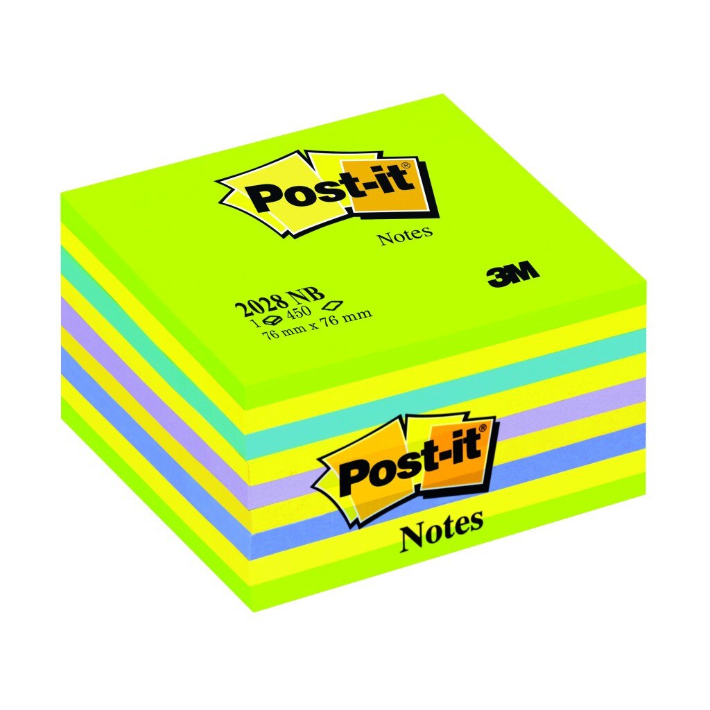 Cub Notes adeziv Post-it Neon 76, Verde/Galben
