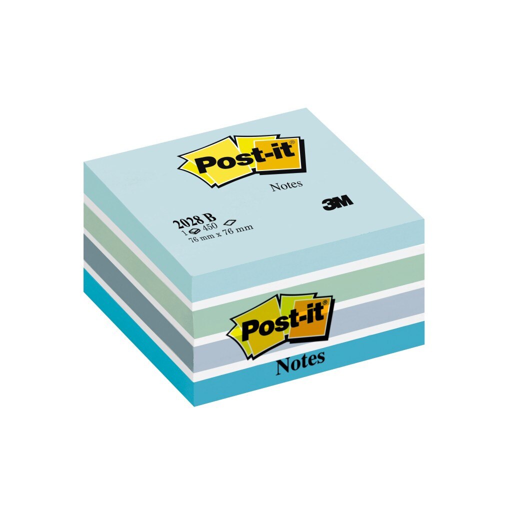 Cub notite adezive Post-it Pastel, Bleu/Alb