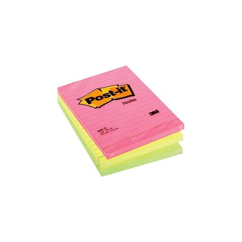 Notes adeziv Post-it Neon liniat Notes adeziv Post-it Neon liniat