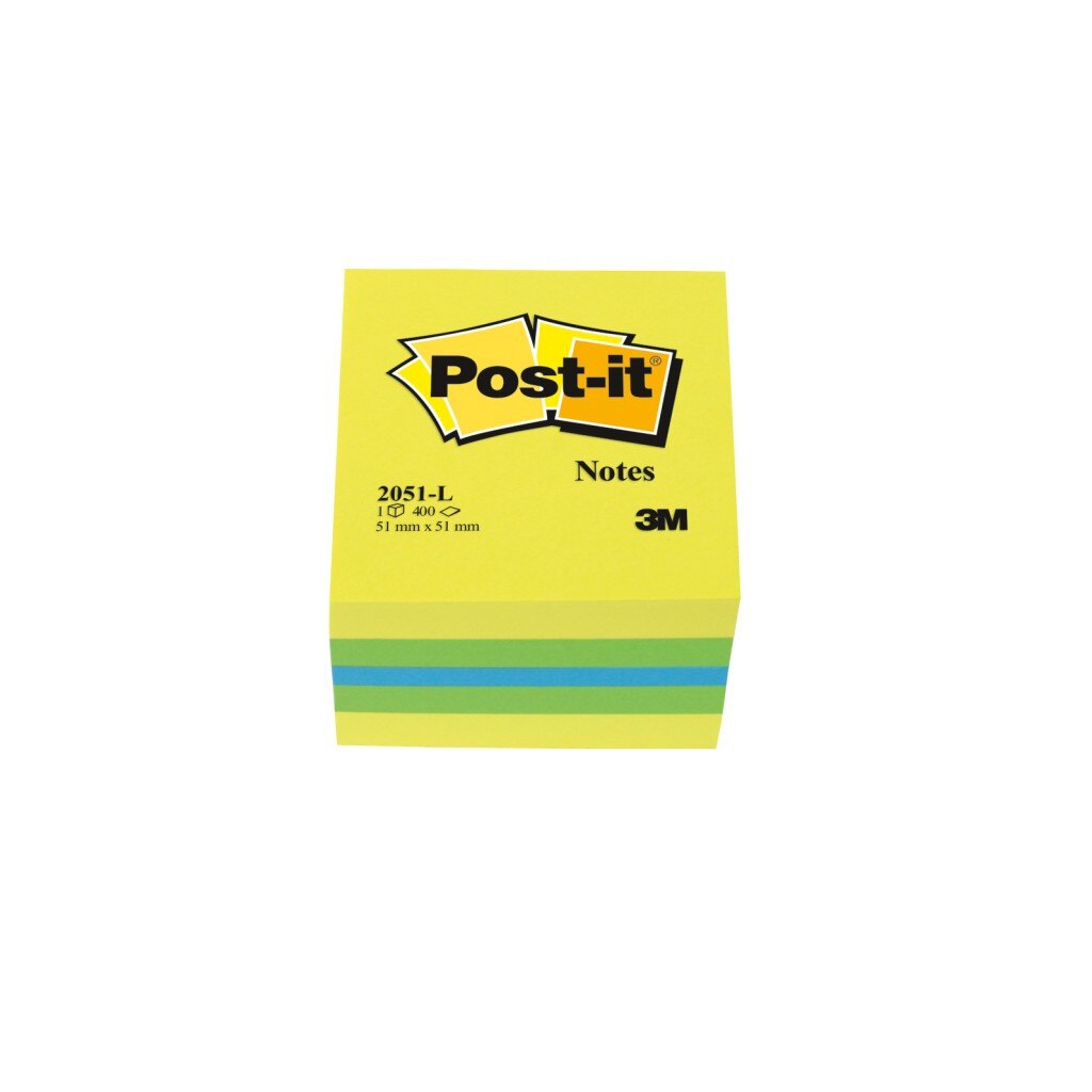 Cub Notes adeziv Post-it Neon 51, Galben/Verde