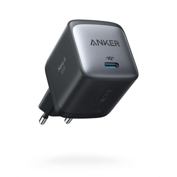 Incarcator retea Anker Nano II 65W, USB-C, PowerIQ 3.0, GaN II, Negru Incarcator retea Anker Nano II 65W, USB-C, PowerIQ 3.0, GaN II, Negru