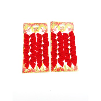 Set 24 Fundite de catifea ,decorative pentru brad, Rosu Set 24 Fundite de catifea ,decorative pentru brad, Rosu