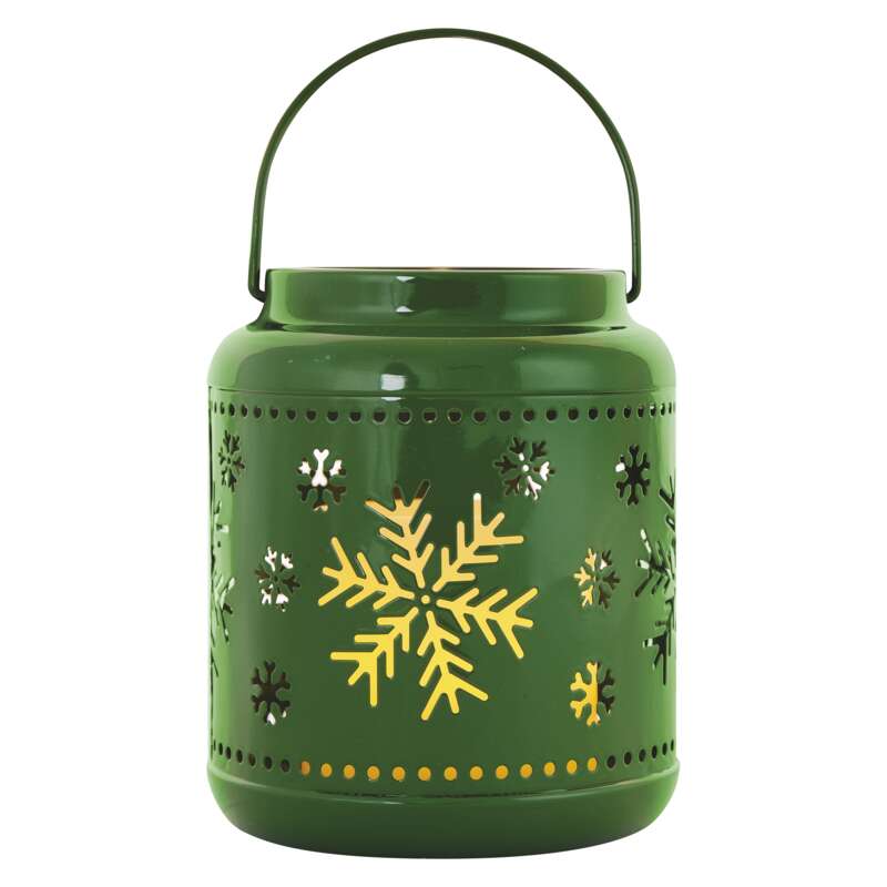 Decoratiune Craciun, Felinar Lumanare Vintage, Verde, Metal, Emos, 1 LED 0.06W, Lumina Calda, IP20