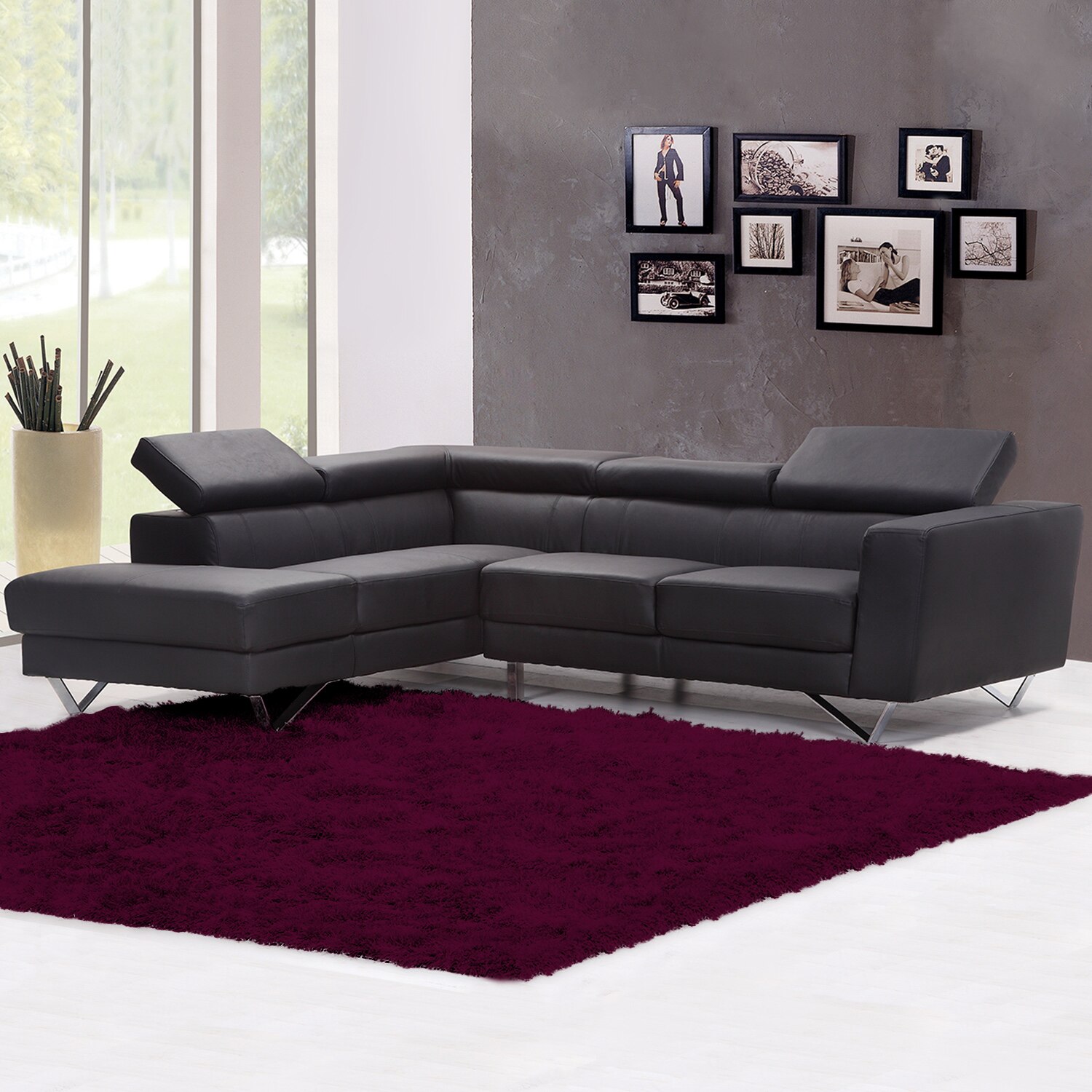 Covor Strado Shaggy 250x300, dreptunghi moale de plus, Rosu inchis