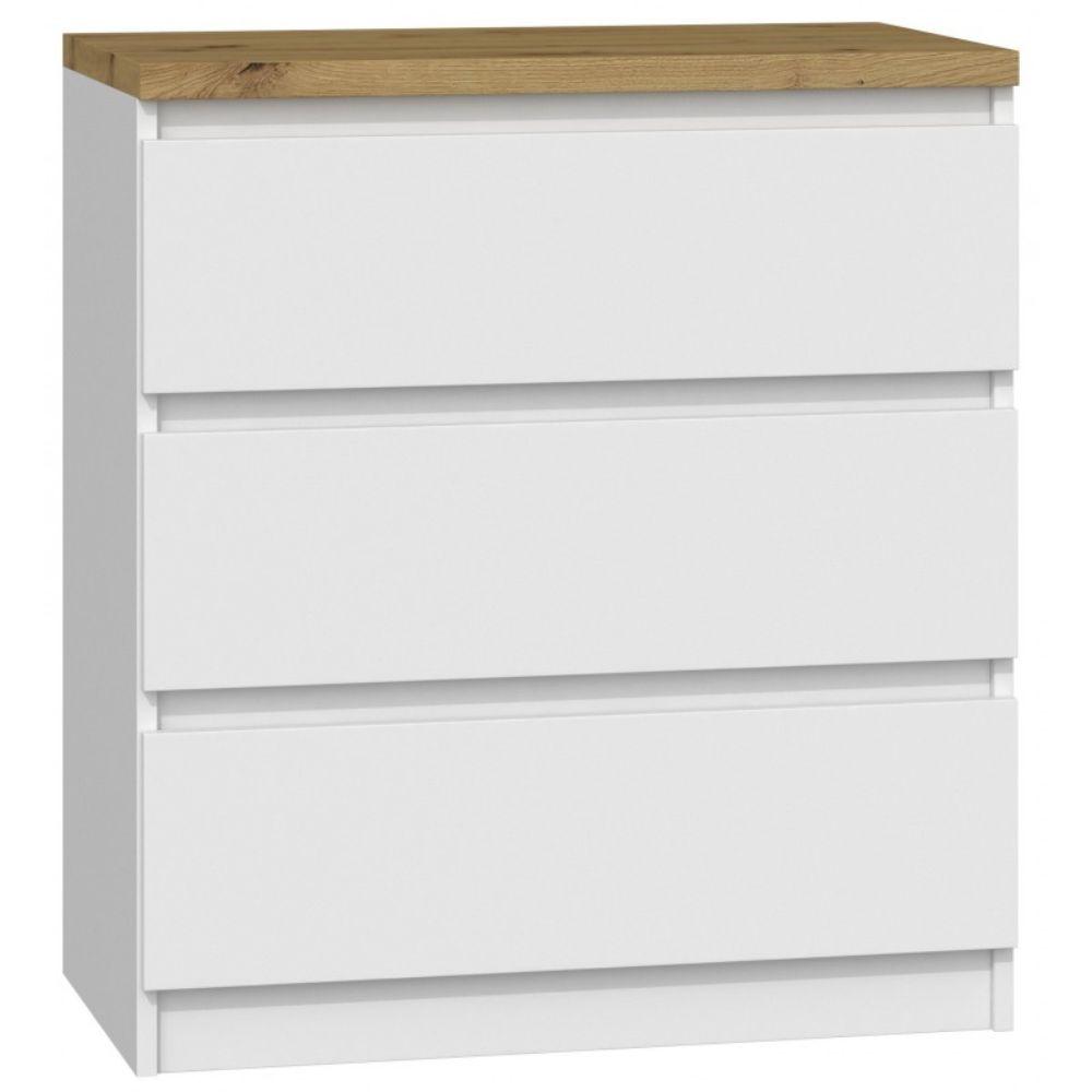 Comoda, TOPESHOP, Malwa, cu 3 sertare, M3, B22, 40 X 70 X 78 cm, artisan alb