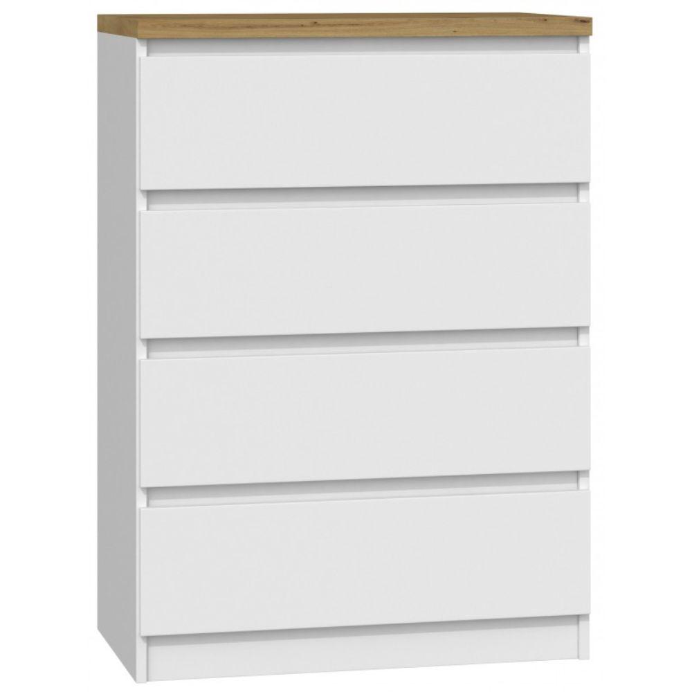 Comoda, TOPESHOP, Malwa, cu 4 sertare, M4, B22, 98 X 70 X 40 cm, artisan alb