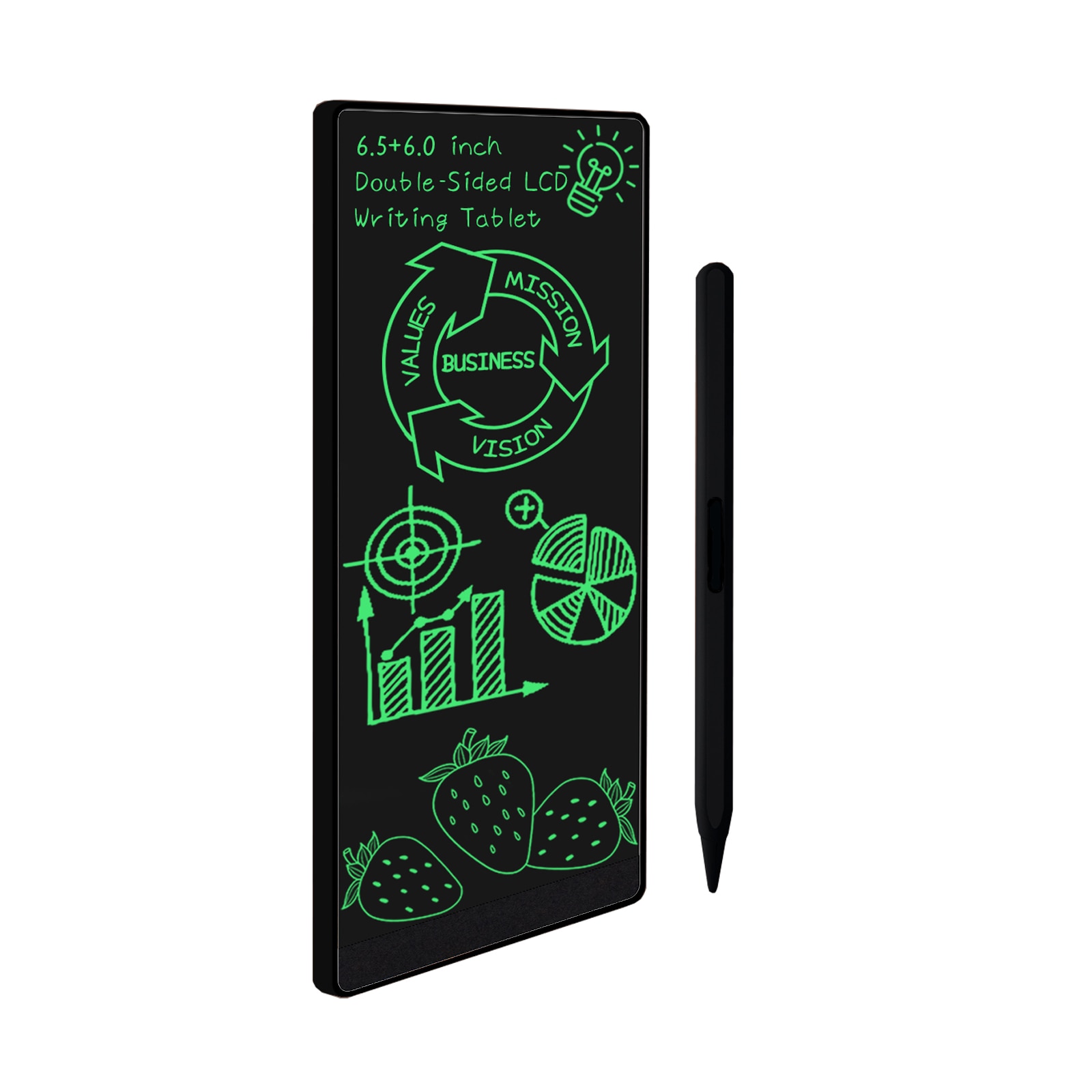Tableta de desenat color dubla Techone® 065A Mini, 6.5 inch, LCD, ecran dublu, stilou magnetic, negru
