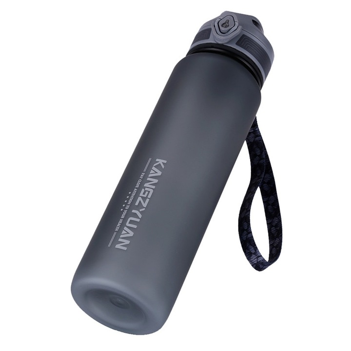 Бутилка за вода KANGZYUAN, Пластмаса/ Тритан, 29x7,5 см, 1000 мл, Сив
