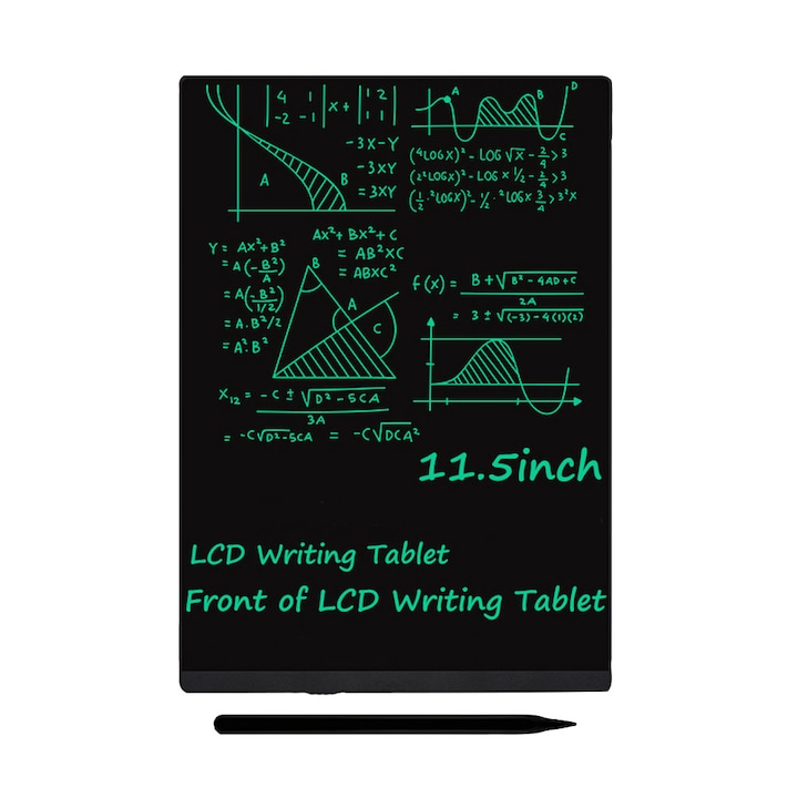 Tableta de scris si desenat color dubla Techone® 115B, 9.5 inch, LCD, ecran dublu, stilou si suport magnetic, negru
