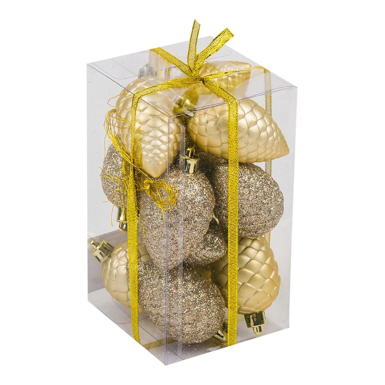 Set 12 globulete, Zola®, pentru bradut, argintii, in forma de con, 2 modele diferite, 7 cm