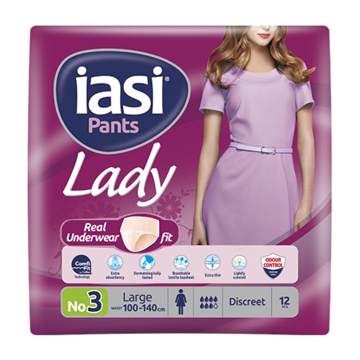 Scutece adulti tip chilot pentru incontinenta Iasi Pants Lady, Marime L, 12 buc