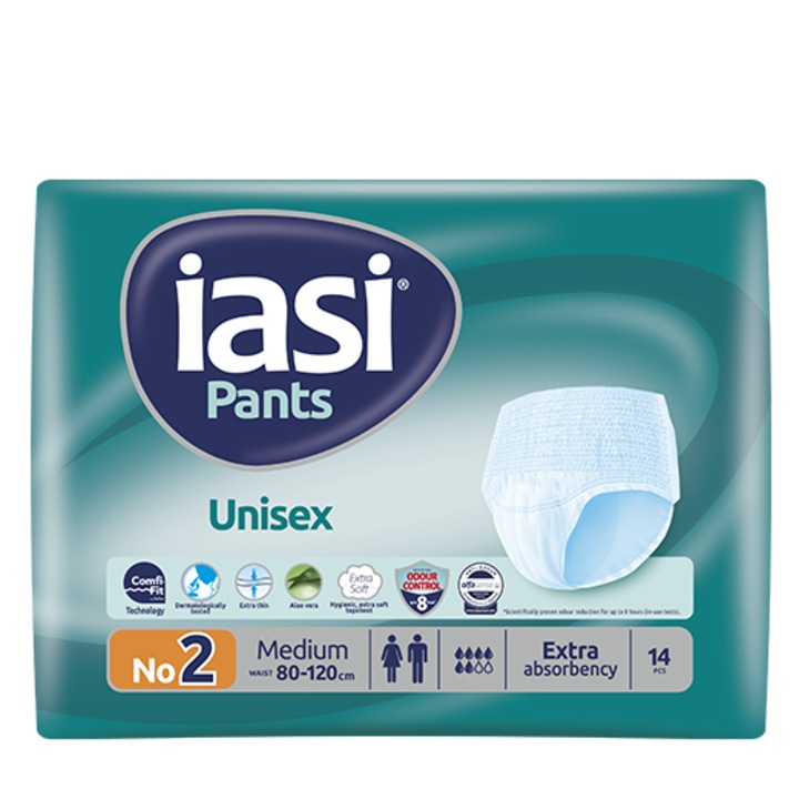 Set 4 x scutece adulți tip chilot Iasi, marime M, 14 buc, unisex, super absorbant, cu protecție delicată