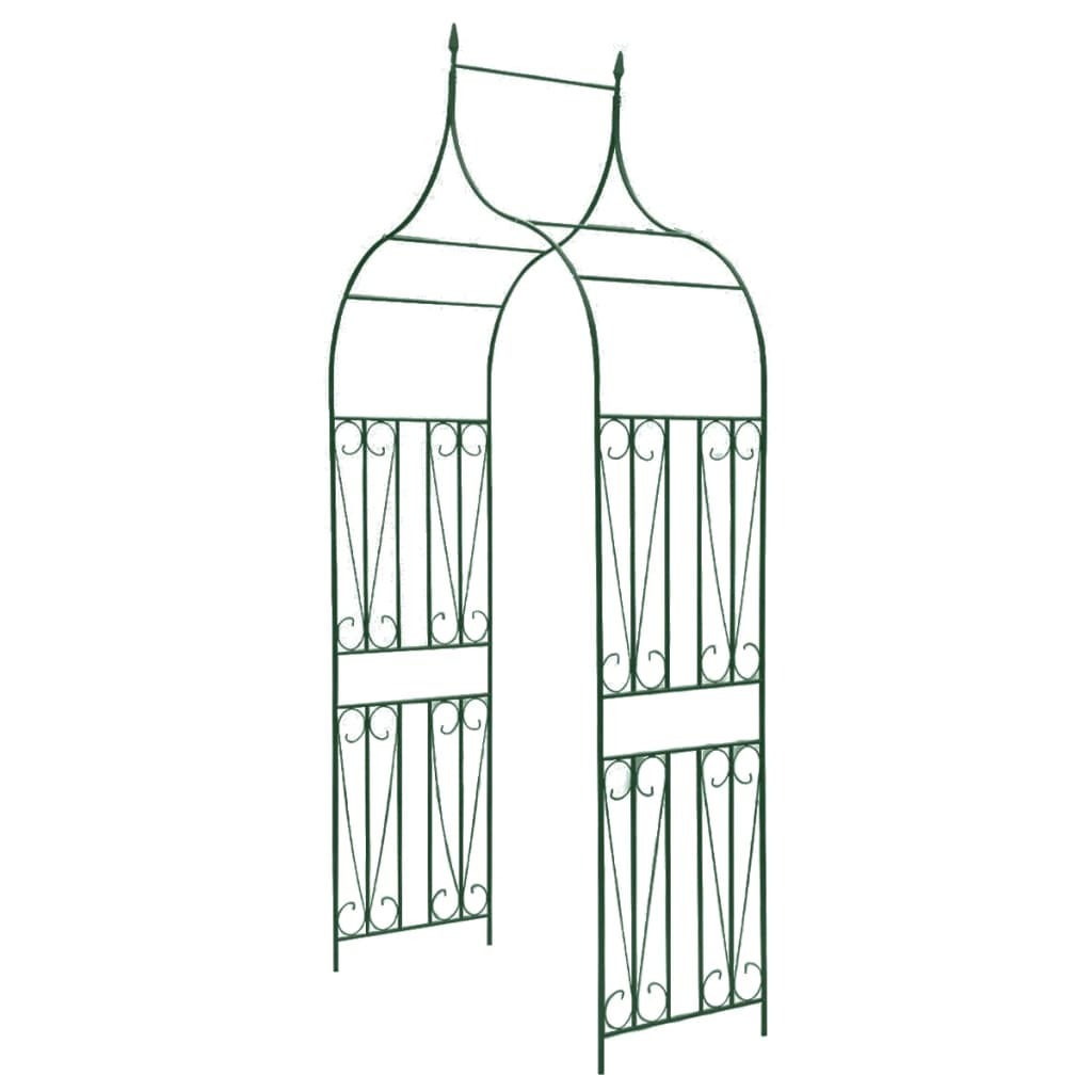 Arcada de gradina plante cataratoare, vidaXL, Fier, 129 x 60 x 283 cm, Verde