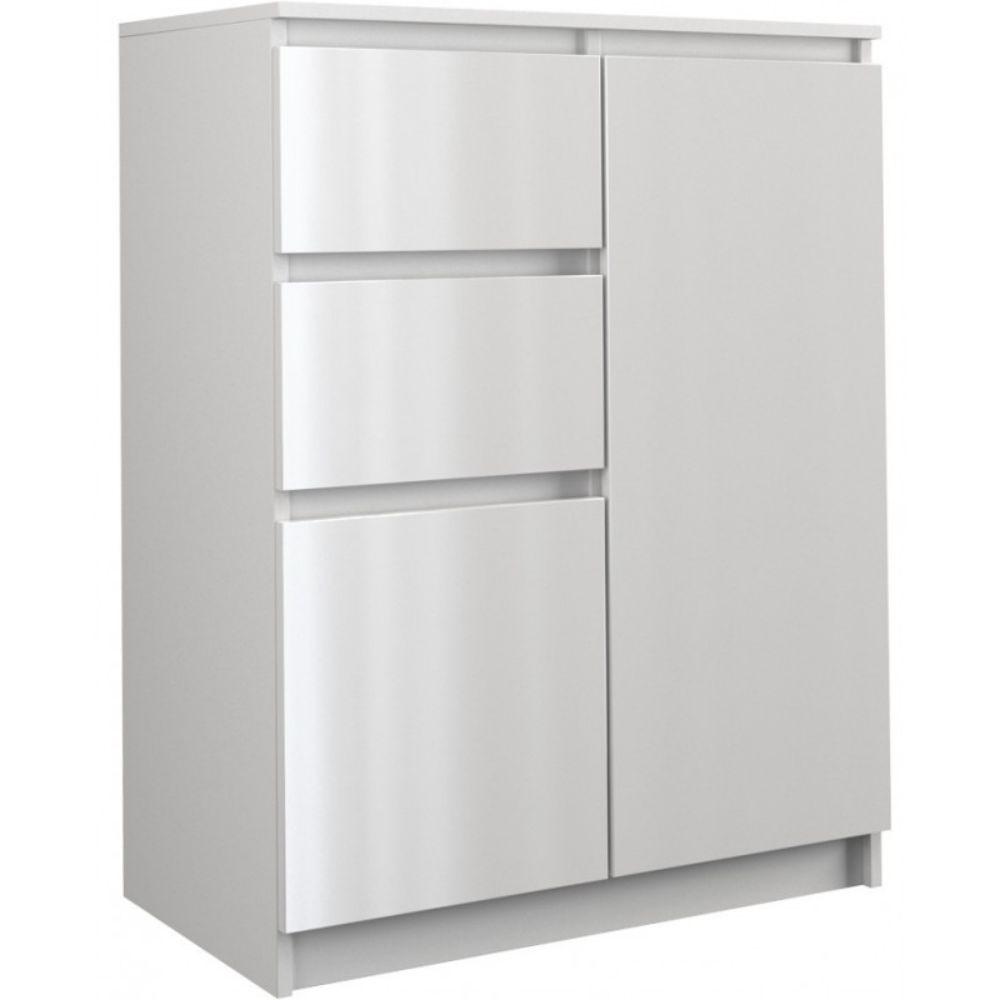 Comoda, TOPESHOP, cu 2 usi si 2 sertare, 2D2S, 97x 70 x40 cm, alb lucios