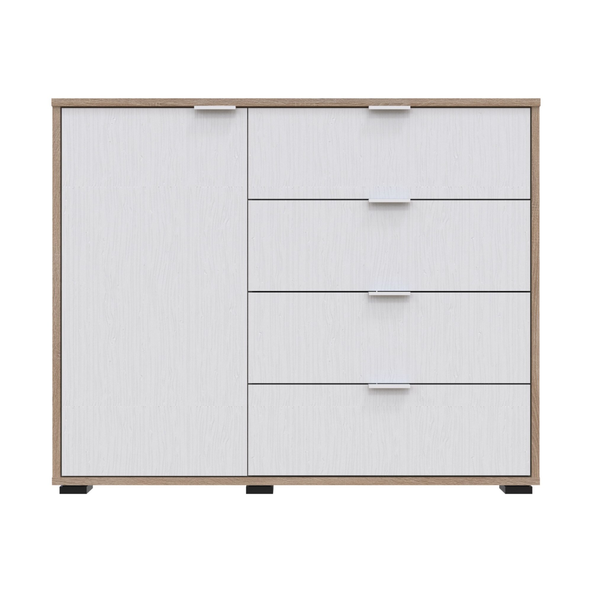 Comoda Alfa, Sonoma/Alb, 100x81x38 cm